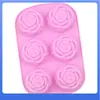 Molde de Sabão de Silicone Rosa de 6 Links, Molde de Bolo de Silicone Resistente a Altas Temperaturas, Molde de Sabão Artesanal Frio