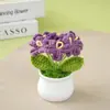 Producto Terminado Creativo: Planta en Maceta Tejida a Mano de Hilo Nomeolvides, Decoración de Escritorio, Regalo para Compañeros de Clase y Maestros Durante la Temporada de Graduación