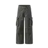 Pantalones cargo holgados plisados retro americanos para hombre, moda urbana, diseño multibolsillos, pantalones casuales de pierna ancha