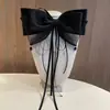 Rojo Neto Nuevo Rojo Vino Satín Largo Fluyente Cinta Listón Textura Borla Pinza para el Cabello Novia Compromiso Atuendo para Brindis Accesorios para el Cabello
