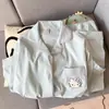 Pijama de forro polar estilo dulce con nudo de mariposa, nuevo conjunto de cárdigan de manga larga de moda otoño/invierno para mujer