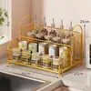 Prateleira de Temperos para Cozinha Multifuncional Organizador de Temperos e Condimentos para Armazenamento de Garrafas de Óleo, Sal, Molho e Vinagre