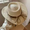Sombrero vaquero de paja estilo étnico para mujer, para sesión de fotos de verano, viajes y vacaciones, sombrero de paja de ala ancha, sombrero para el sol con protección solar