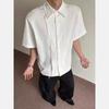 Camisa Blanca de Manga Corta para Hombre, de Alta Gama, Guapo, Camisa Desestructurada de Seda de Hielo, Silueta Americana, Manga Corta