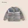 Nuevo suéter de otoño para niños de Bangxuan, cárdigan Fair Isle para niños pequeños, abrigo de punto para niños, ropa infantil de Huzhou Zhili