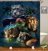 Cortina de ducha con estampado digital de animal leopardo Serie tipo C gancho de plástico ojal de cobre puro venta directa de fábrica de cortinas de baño
