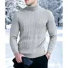 2026 Comercio Exterior Transfronterizo Otoño e Invierno Suéter Cálido de Punto para Hombre Cuello Alto Tejido de Trenza Talla Grande Suéter Base Pullover