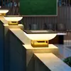 Luminária de Cabeça Solar para Coluna em Aço Inoxidável, Lâmpada de Jardim à Prova d'Água para Exterior, Lâmpada Elétrica para Coluna de Portão de Vila de Jardim, Lâmpada de Cerca