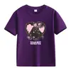 Comercio Exterior Americano Verano Pesado Color Sólido Estampado de Letras Algodón Manga Corta Camiseta Manga Media Ropa para Clase Padre-Hijo Ropa para Niños
