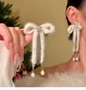 Estilo Coreano Estilo Dama Gentil Brincos de Pelúcia Floco de Neve Borboleta com Franjas Noite de Natal Brincos Macios de Pelúcia