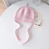Novo chapéu de malha infantil da moda outono e inverno, cachemira quente, cor sólida, unissex, gorro fofo que protege as orelhas