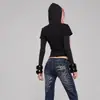 Chaqueta con capucha de retazos a rayas estilo europeo y americano para otoño e invierno, sudadera retro de doble botonadura estilo dos piezas de moda al por mayor
