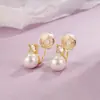 Porta Espiral de Mosquito com Pérola e Diamante Único Clipe de Orelha Estilo Coreano Elegante Suave Brincos para o Dia a Dia Sem Furo na Orelha Brincos Simples para Meninas