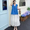 Vestido Chaleco Francés de Tirantes con Cuello en V, Vestido Largo Holgado Estilizador Estilo Coreano para Mujer, Viaje, Vacaciones en la Playa, Estilo Vacacional