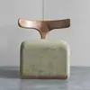 Silla de Ocio de Madera Maciza con Respaldo de Tela, Diseño Nórdico Moderno, Simple, Creativo, Estilo Mediados de Siglo, Taburete para Sentarse, Taburete para Cambiar Zapatos