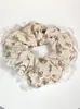 Elástico de Cabelo Scrunchie Listrado com Renda Estilo Coreano para Mulheres, Acessório de Cabelo Suave e Elegante, Elástico de Cabelo Scrunchie Estilo Coreano