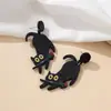 Um Par de Brincos de Gato Preto, Tulipas Rosas, Design de Moda Criativo, Material Acrílico, Festa de Halloween