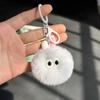 Lindo colgante de peluche con forma de bola de carbón de imitación de piel de conejo rex, joyería creativa, muñeco de dibujos animados, llavero para coche