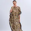 Batas Largas Estilo Europeo y Americano, Vestidos para Mujer de Tallas Grandes Transfronterizos, Batas con Estampado de Leopardo, Chalecos de Punto
