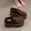 Separador de Dedos Falso Sapatos Únicos de Solado Grosso Retrô Femininos 2026 Nova Coleção Primavera/Outono Plataforma Estilo Acadêmico Aumentador de Altura Mocassins Birkenstock