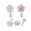 Pendientes de Titanio F136 con Zirconia en Forma de Gota de Agua, Tallado Fino de Flor de Cerezo, Piercings de Labio, Joyería de Repuesto para Piercing Interno en Espiral