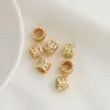 Relleno de Oro de 14K Zirconia que Conserva el Color Espaciadores Redondos con Forma de Espiga de Trigo Cuentas Redondas con Forma de Pluma Material de Cuerda Trenzada Accesorios para Joyería DIY