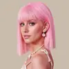 Peruca europeia e americana feminina cabelo curto cabeça BoBo franja arrumada cabelo liso curto touca fibra química seda de alta temperatura fibra química em estoque cabelo de geração