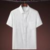 Camisa de manga corta con solapa de talla grande para hombres de mediana edad y ancianos, top casual para papá, camisa de estilo chino de verano para abuelo, delgada