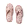 Pantuflas de Lino con Estampado de Leopardo, TPR y Seda para Mujer, Estilo Europeo y Americano, con Tira Cruzada, Abiertas, para Interiores