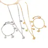Moderna Cadena para Clavícula y Pulsera de Mariposa con Circonita de Lujo Ligero, Joyería de Alta Gama Chapada en Oro de Acero de Titanio para Mujeres, Versátil