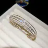 Pulsera abierta de circonita cúbica redonda en tonos fríos, estilo coreano, un diseño versátil y único, una pieza de joyería ligera y lujosa