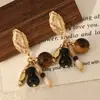Pendientes Largos Estilo Étnico Retro Amber Streamer Piedra Natural Pendientes de Diseño Nicho Colección de Pendientes Pendientes Coloridos