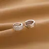 Pendientes de Diamante Geométricos de Tres Filas Microincrustados con Circonita, Estilo Ins, Versátiles, Elegantes, Regalo