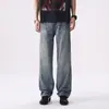 Ropa para Hombre Casa de Arce / Nuevos Pantalones de Leñador Lavados Patchwork Estilo Americano Retro para Primavera/Otoño, Jeans Rectos de Corte Holgado