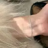 Pulseira Tennis Completa em Prata de Lei S925 Banhada a Ouro 18K Cravejada com Diamantes Feminina Estilo Japonês Luxo Leve Nicho Toque de Alto Padrão Incrustada com Diamantes Joia de Mão