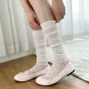 Calcetines Blancos de Media Pantorrilla, Calcetines Holgados Transpirables Estilo Ballet Francés, Estilo Delgado de Verano, Calcetines de Pantorrilla Estilo Japonés para Mujer