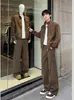 Pantalones Casuales de Trabajo de Algodón Puro Lavado Estilo Retro Americano para Hombre con Remaches Melard, Diseño de Corte Diagonal y Pliegues Estilo High Street