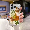 Aliexpress Más Vendido Artístico Estilo Bosque Hoja de Arce Manzana 18Pm Cuatro Esquinas Anti-Caída Transparente Funda para Teléfono iPhone 17 Funda Suave