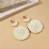 Pendientes Populares de Paja Transfronterizos Pendientes Tejidos a Mano de Bambú Ratán Pendientes Exagerados Retro de Concha para Viajes de Verano en la Playa