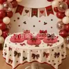Banner navideño de cumpleaños transfronterizo, decoración de lazo, banner de letras, adornos de espiral para fiesta, adornos para pastel y piezas decorativas