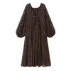 Ins estilo europeu e americano transfronteiriço 2026 nova moda elegante atacado de roupas femininas para o dia a dia vestido de chiffon de manga longa com poá