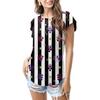 2025 Amazon Export Nova Camiseta Feminina Moda Estampa Personalizada Manga Folha de Lótus Gola Redonda Top Camiseta de Manga Curta para Mulheres