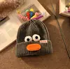 Novo Estilo Coreano Engraçado Olhos Grandes Chapéu de Lã Pai e Filho Quente Macio Grudável Versátil Outono Inverno Adereço de Foto Chapéu de Tricô