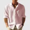 Otoño 2026 Transfronteriza para Hombre Color Sólido Patrón de Gofre Manga Larga Un Botón Moda Casual Camisa Streetwear Cárdigan