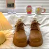 Sapatos de algodão com sola grossa, que aumentam a altura e forro de fleece para mulheres, nova coleção outono/inverno 2026, mocassins casuais de cadarço retrô para mulheres baixinhas
