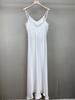 Vestido de Suspensório Dalian Feminino 26 Estilo Primavera/Verão em Linho Acetato Imitado Preto Sólido e Branco Cetim, Estilo Elegante