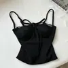 Camisola de Encaje con Cordón y Tirantes Finos para Vacaciones, Top Corto Exterior para Mujer, Elegante y Adelgazante, Ropa Interior 88846