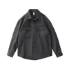 Camisa de trabajo retro japonesa para hombre de primavera y otoño, con cuello camisero, manga larga, marca de moda, corte holgado, casual, versátil, chaqueta con aspecto lavado y desgastado