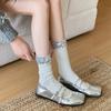 Calcetines de Moda para Mujer 2025 Nueva Llegada Calcetines Brillantes de Industria Pesada Tendencia Lolita Calcetines de Media Pantorrilla Primavera y Verano Calcetines Delgados Apilados