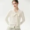 Intelectual e elegante~Novo cardigã de caxemira outono e inverno para mulheres, com design fluido, suéter de tricô, cardigã curto e peça de outer wear